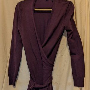 Diane Von Furstenberg cashmere long sleeve wrap dress plum purple